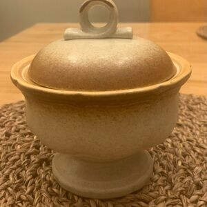 Mikasa Cream and Tan Sugar Bowl with Lid